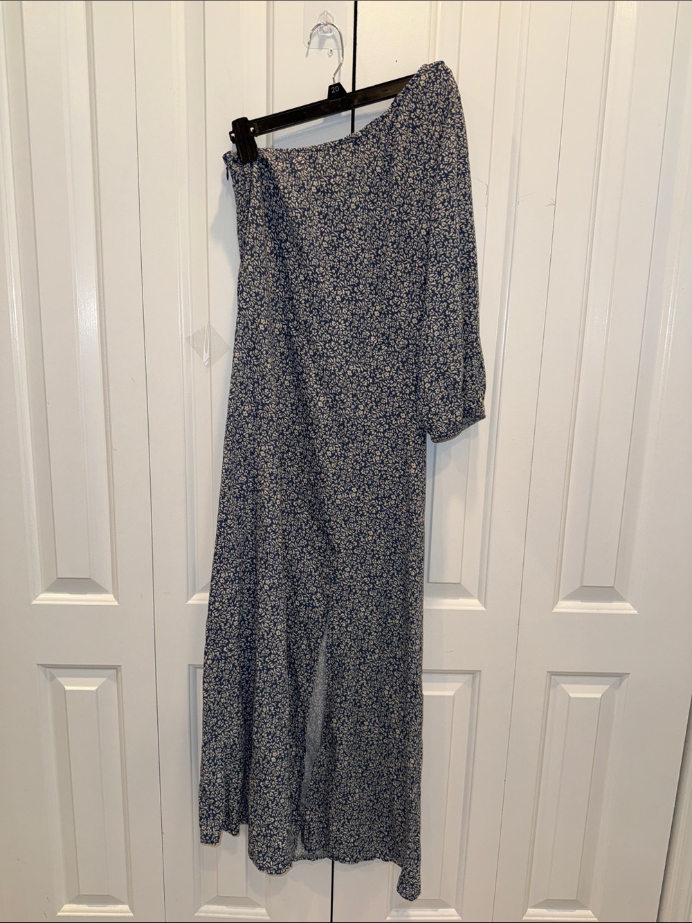 One-Shoulder Navy Floral Maxi Dress